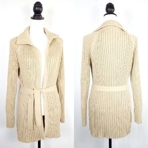 Vintage J.Crew Rib Knit Open Belted Cardigan